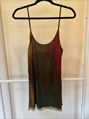 Tie-Dye Spaghetti Strap Slip Cami - Green & Brown